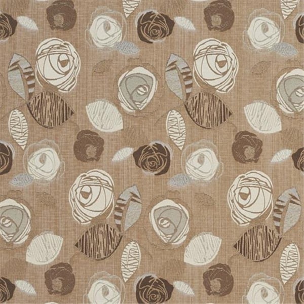 Designer Fabrics A375 54 in. Wide Brown And Ivory Leaves And Roses Tweed Textured Metallic Upholstery Fabric A375 - main